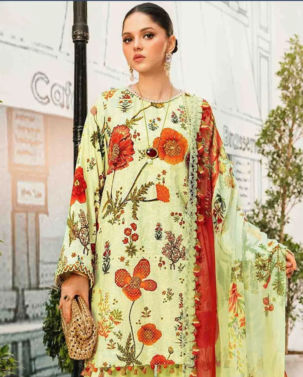 3 Pcs Women's Unstitched Digital Print Suit