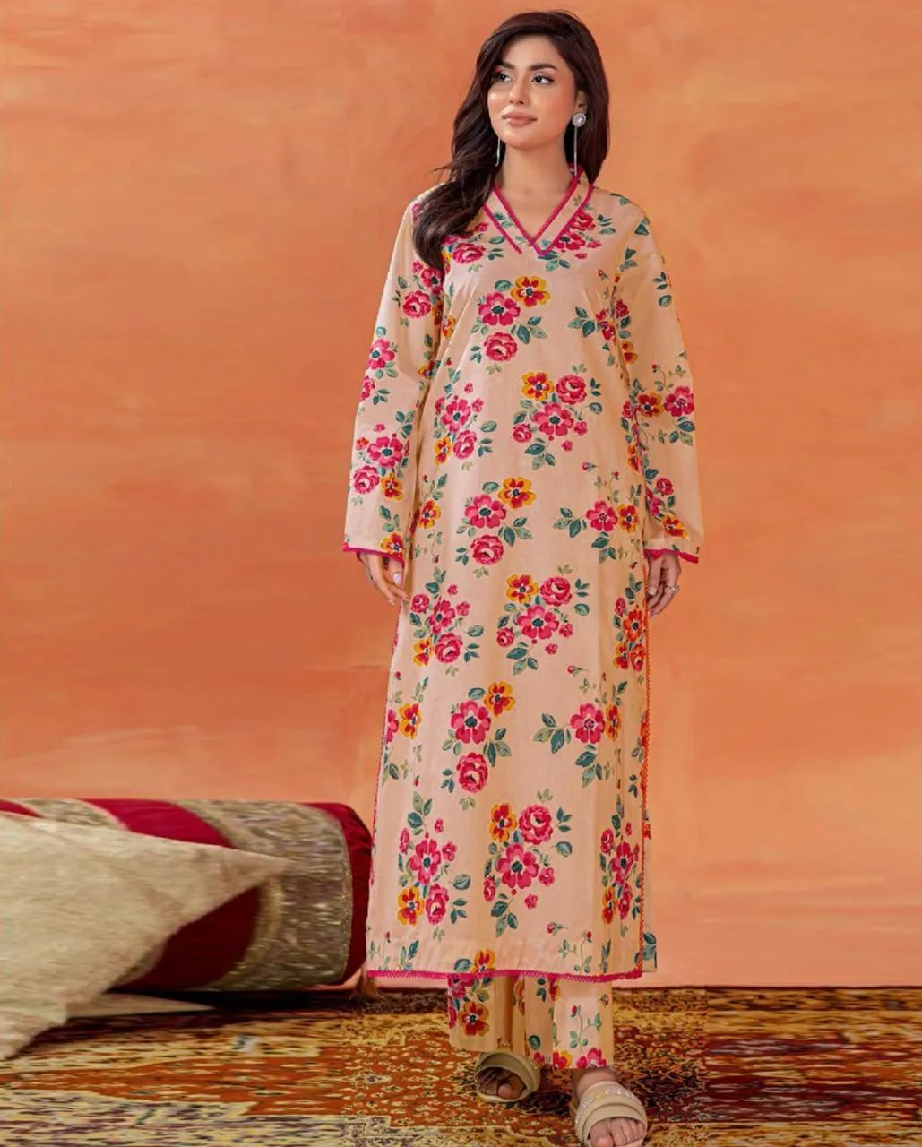 3 Pcs Women's Unstitched Digital Print Suit