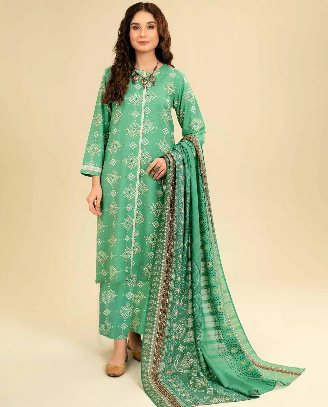 3 Pcs Women's Unstitched Digital Print Suit