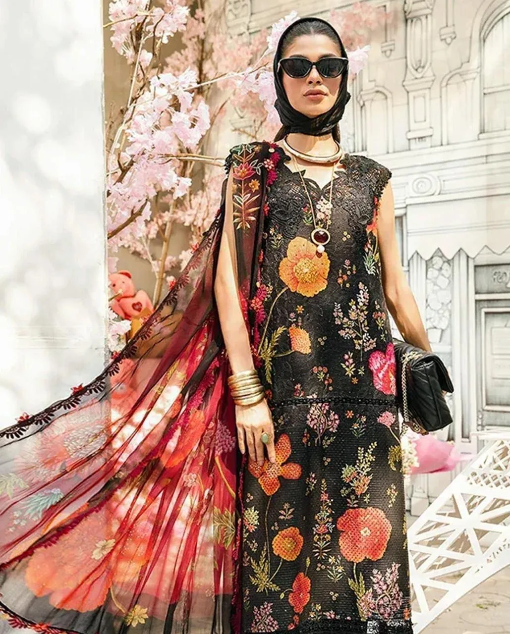 3 Pcs Women's Unstitched Digital Print Suit