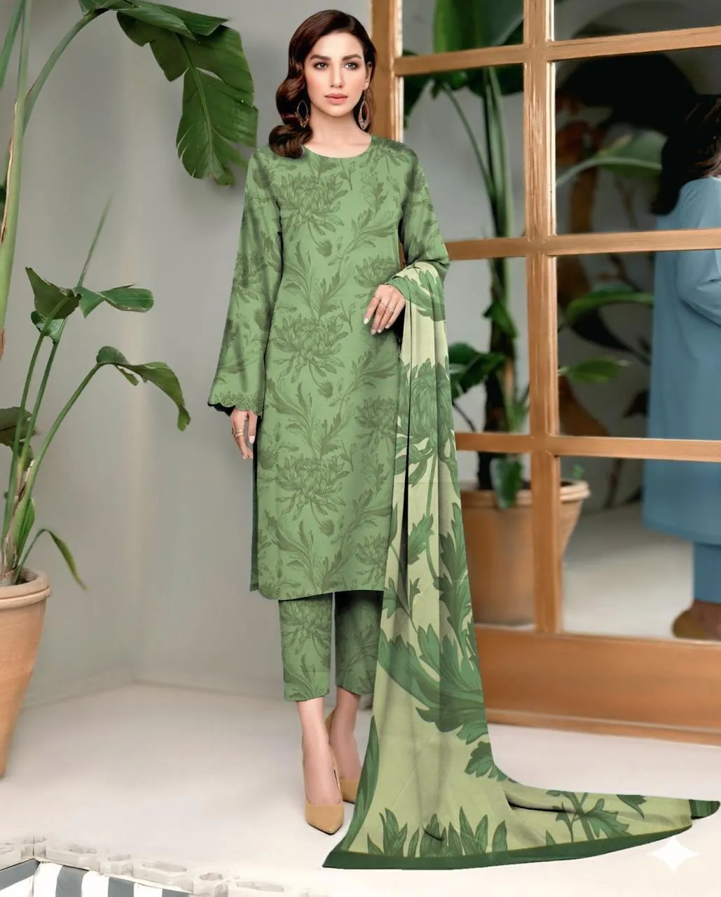 3 Pcs Women's Unstitched Digital Print Suit