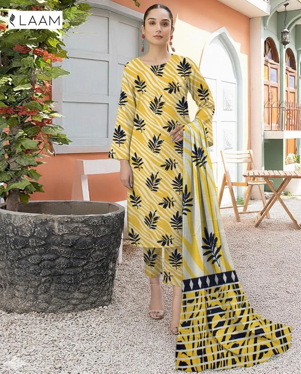 3 Pcs Women's Unstitched Digital Print Suit