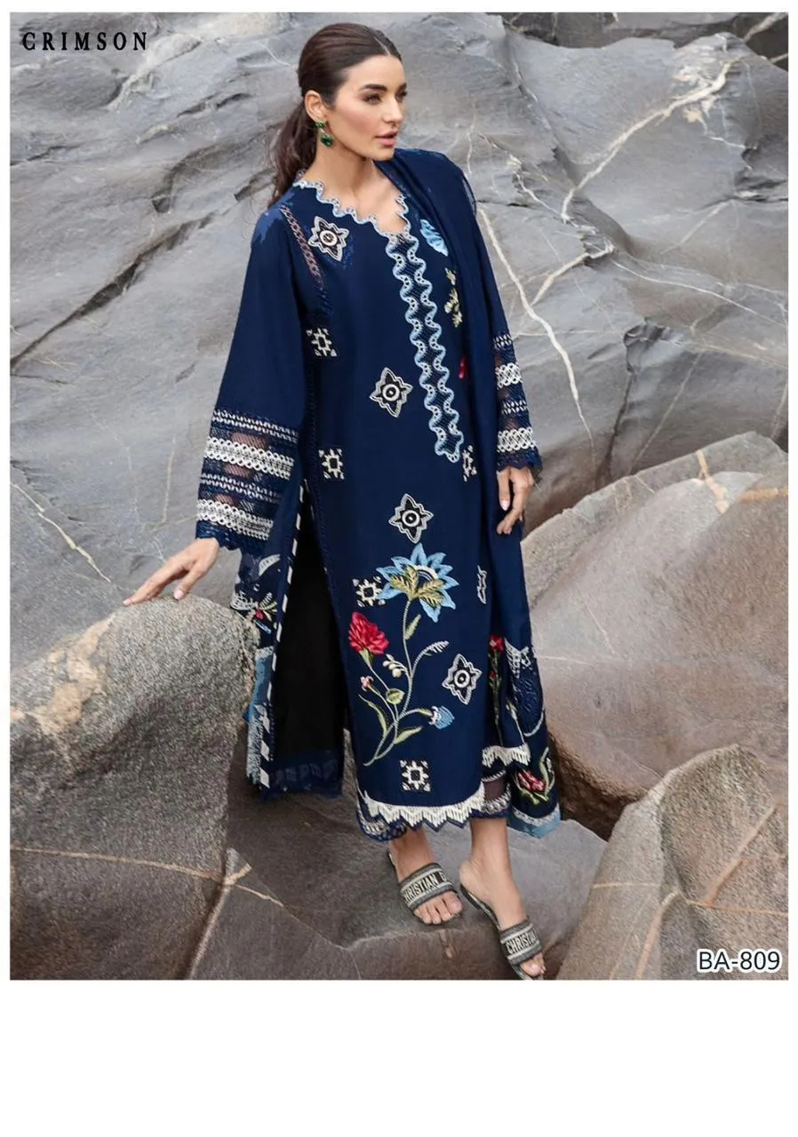3 Pcs Women's Unstitched Embroidered Suit