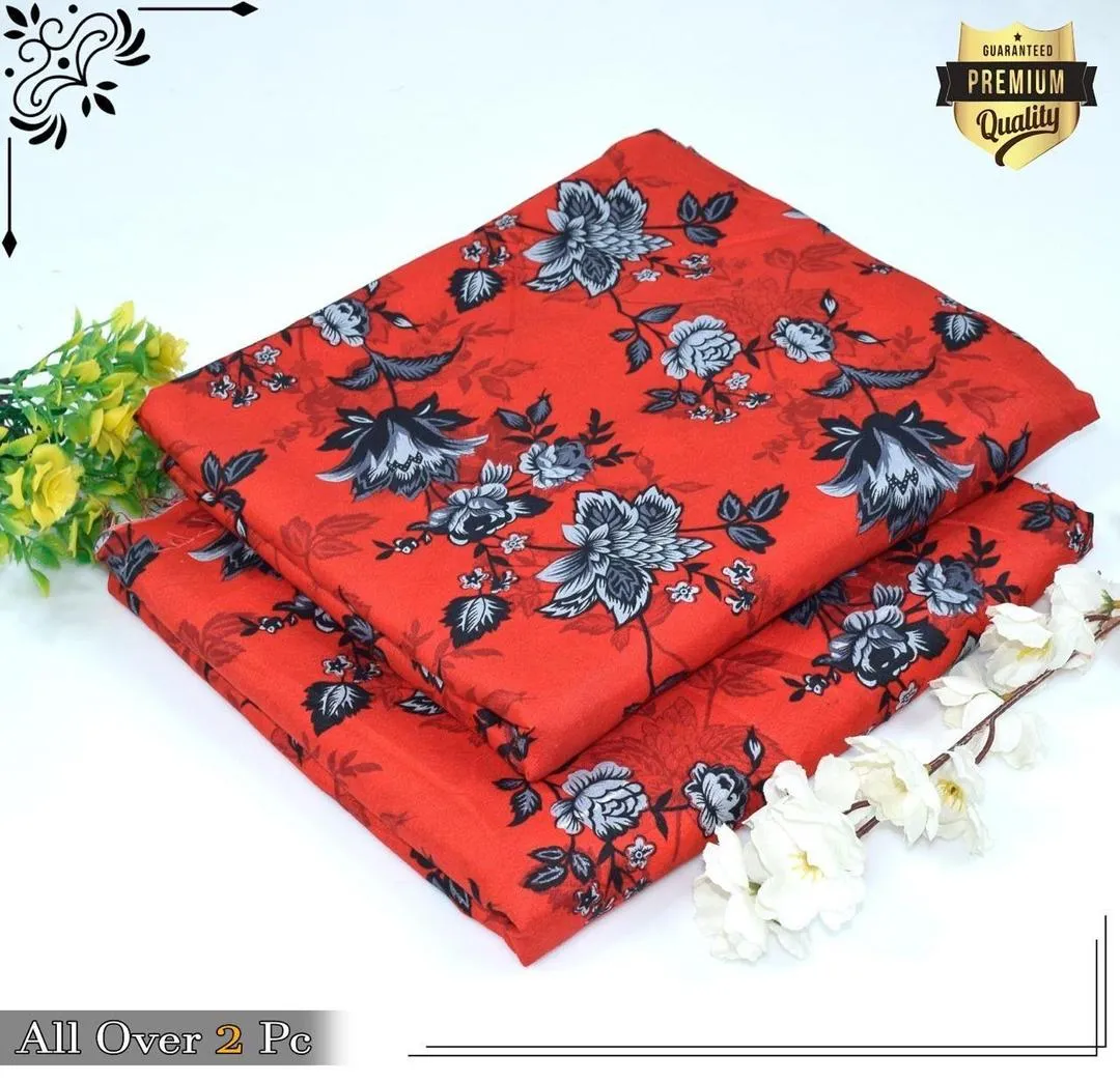 2 Pcs Women's Unstitched Printed Suit