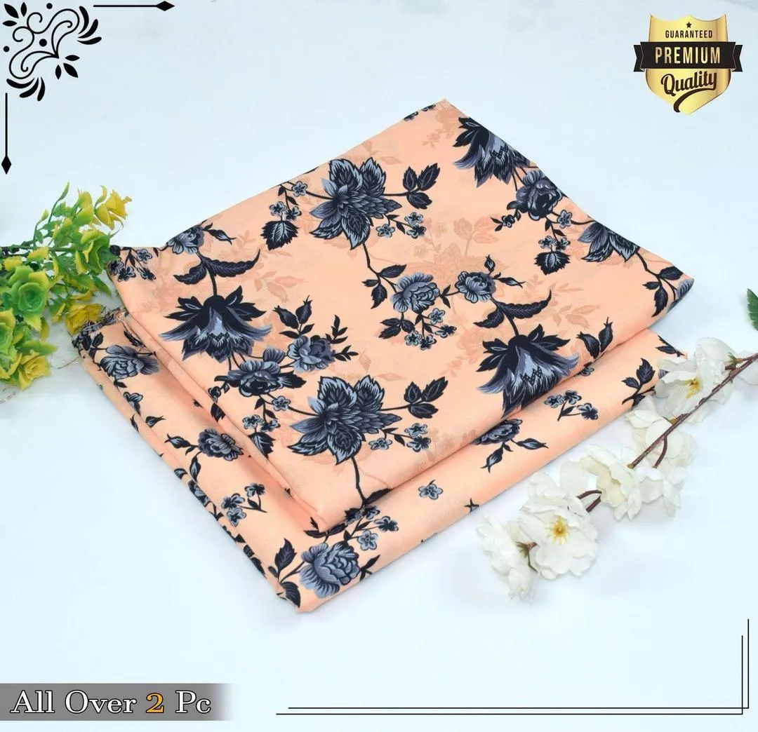 2 Pcs Women's Unstitched Printed Suit