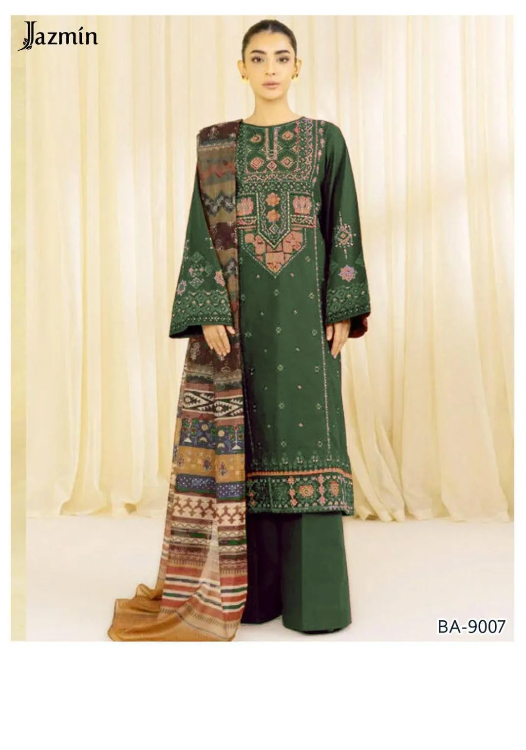 2 Pcs Women's Unstitched Embroidered Suit