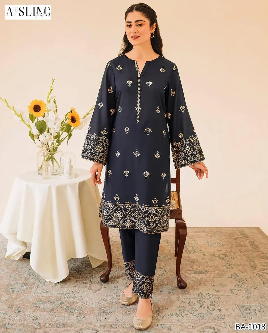 2 Pcs Women's Unstitched Embroidered Suit