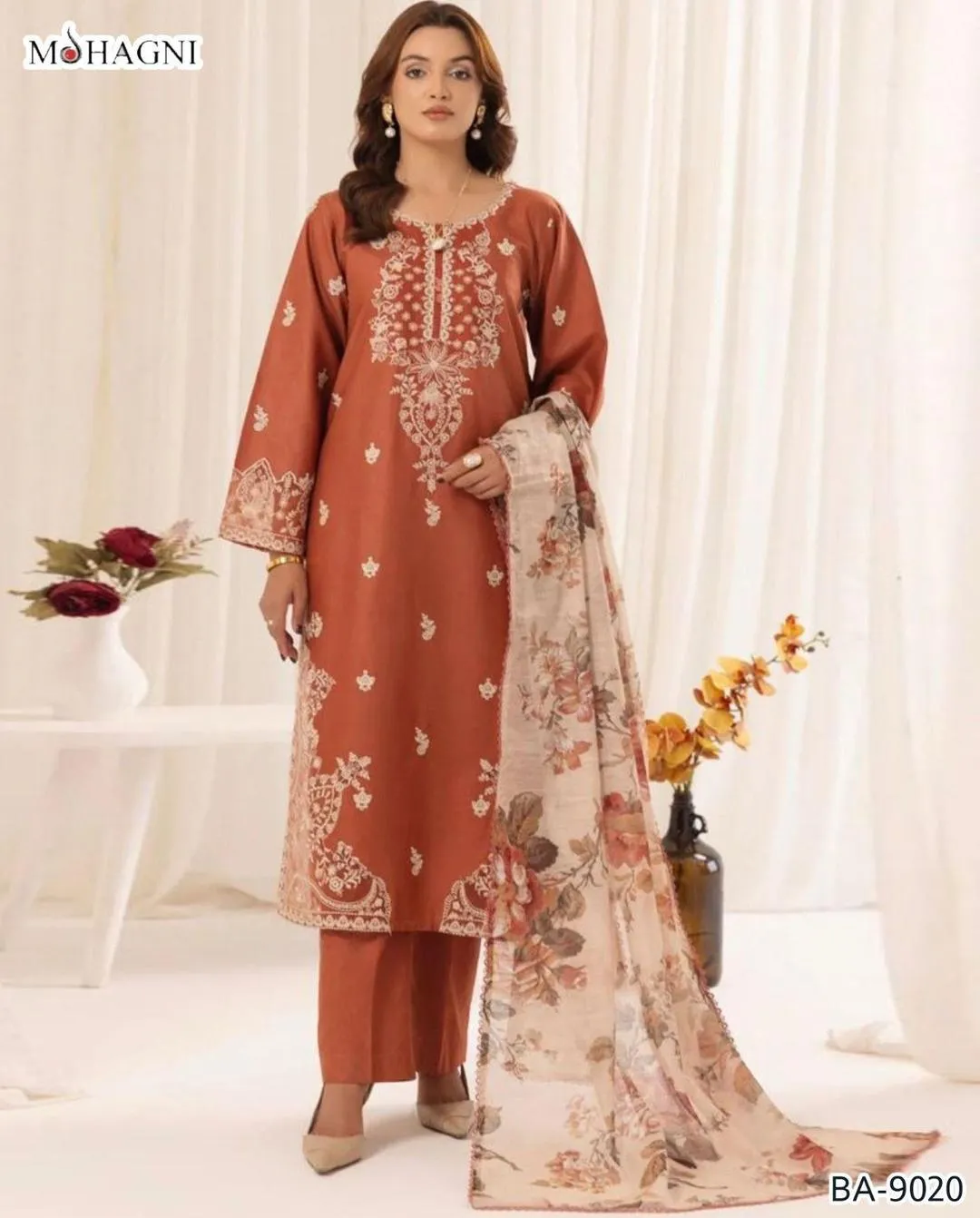 2 Pcs Women's Unstitched Embroidered Suit