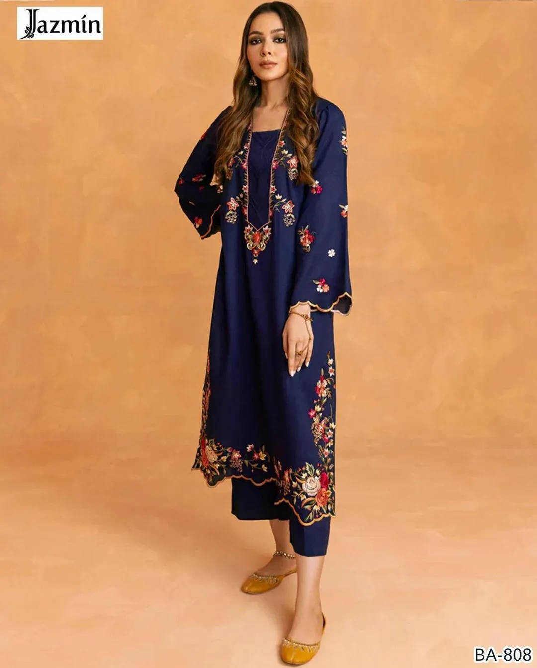 2 Pcs Women's Unstitched Embroidered Suit