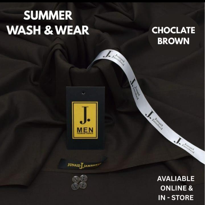 Summer Brown Wash And Wear Men’s Unstitched Suit - 4 Meter