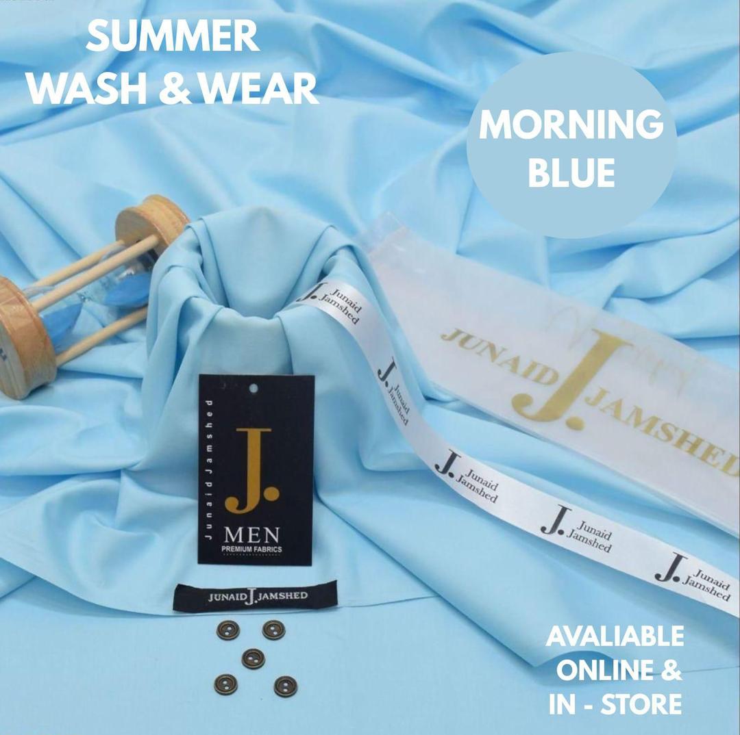 Light Blue Wash And Wear Plain Suit - 4 Meter Men’s Unstitched