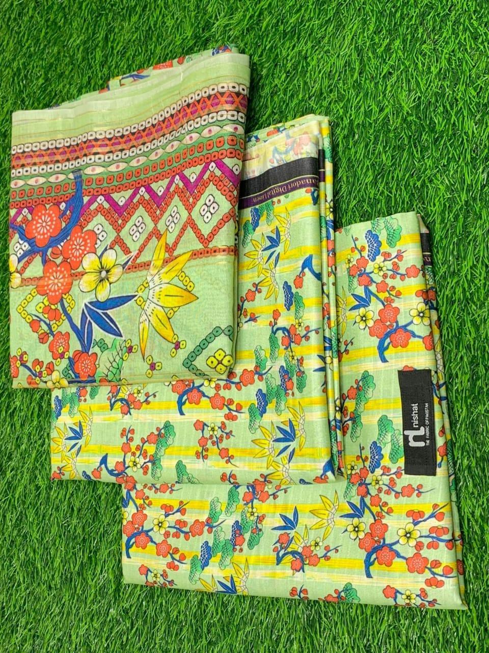 3 Pcs Women's Unstitched Digital Print Suit