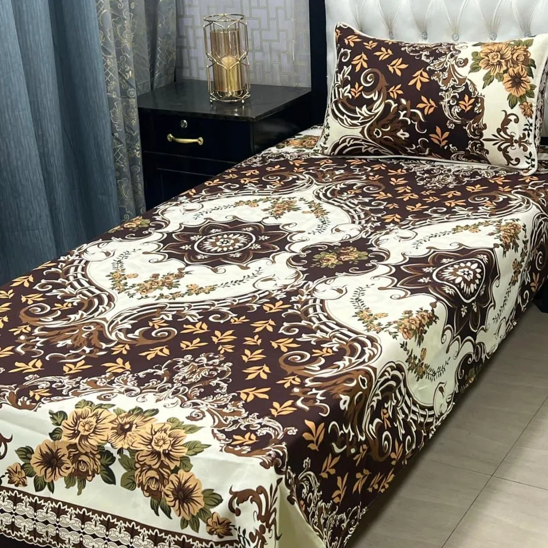 2 Pcs Crystal Cotton Printed Single Bedsheet