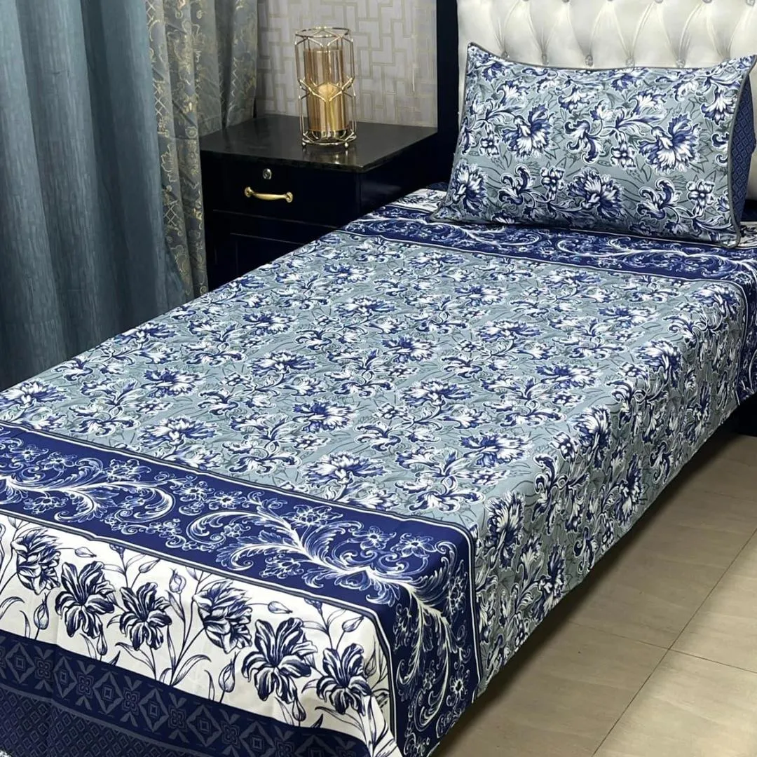 2 Pcs Crystal Cotton Printed Single Bedsheet