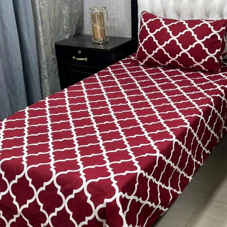 2 Pcs Crystal Cotton Printed Single Bedsheet