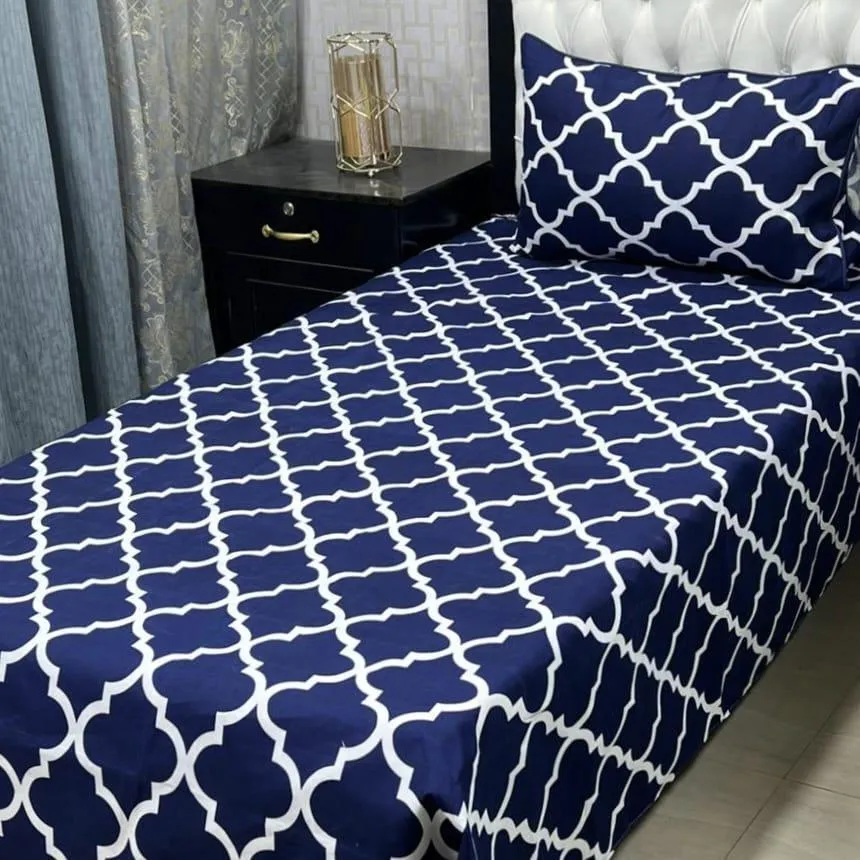 2 Pcs Crystal Cotton Printed Single Bedsheet