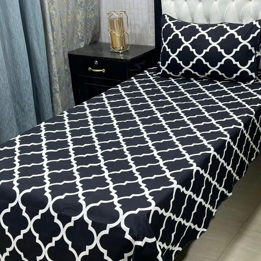 2 Pcs Crystal Cotton Printed Single Bedsheet
