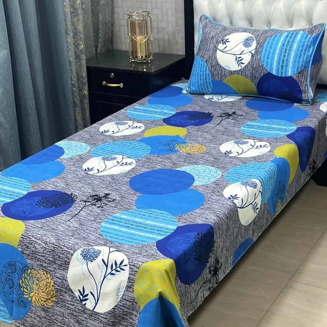 2 Pcs Crystal Cotton Printed Single Bedsheet