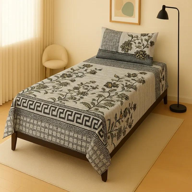 2 Pcs Crystal Cotton Printed Single Bedsheet