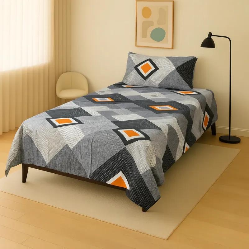 2 Pcs Crystal Cotton Printed Single Bedsheet