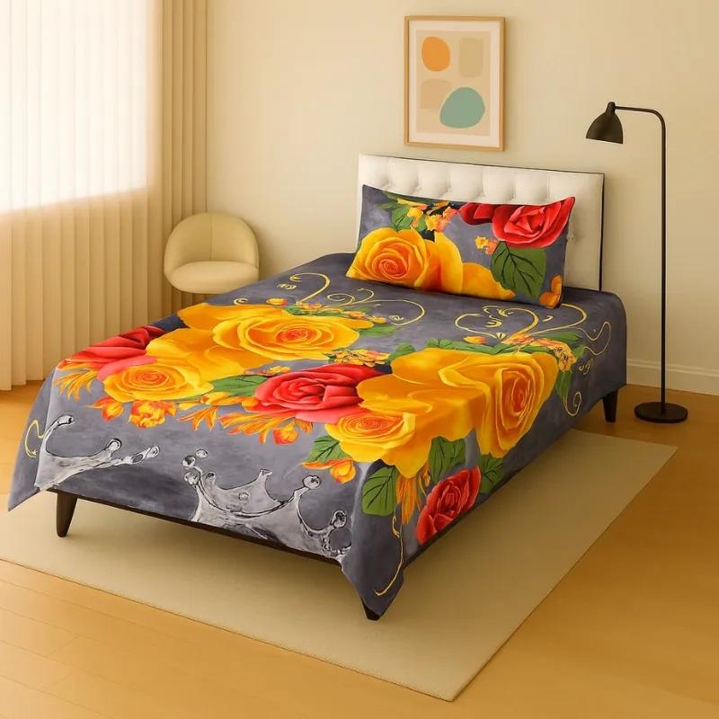 2 Pcs Crystal Cotton Printed Single Bedsheet