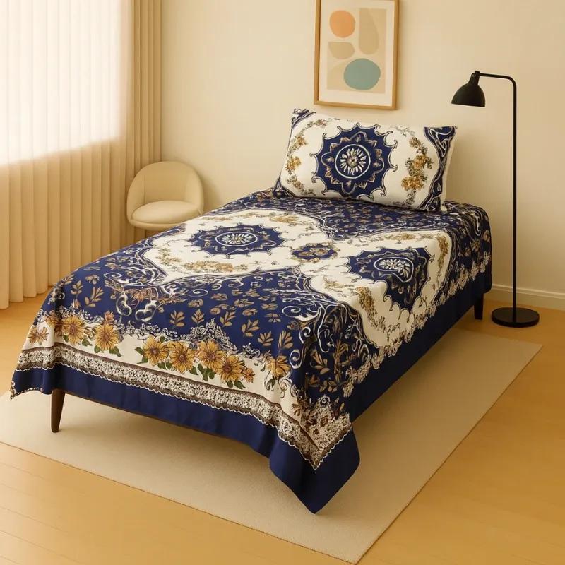 2 Pcs Crystal Cotton Printed Single Bedsheet