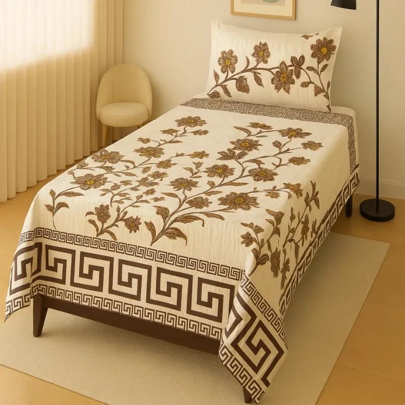 2 Pcs Crystal Cotton Printed Single Bedsheet
