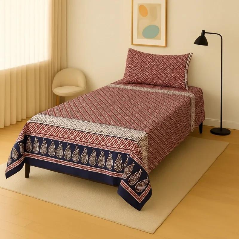 2 Pcs Crystal Cotton Printed Single Bedsheet