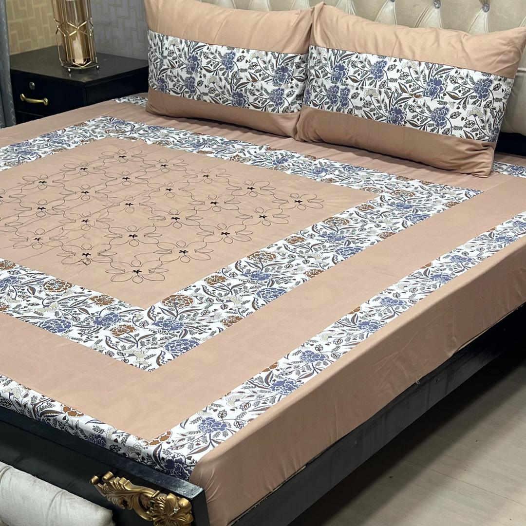 3 Pcs Cotton Sotton Patchwork Double Bedsheet
