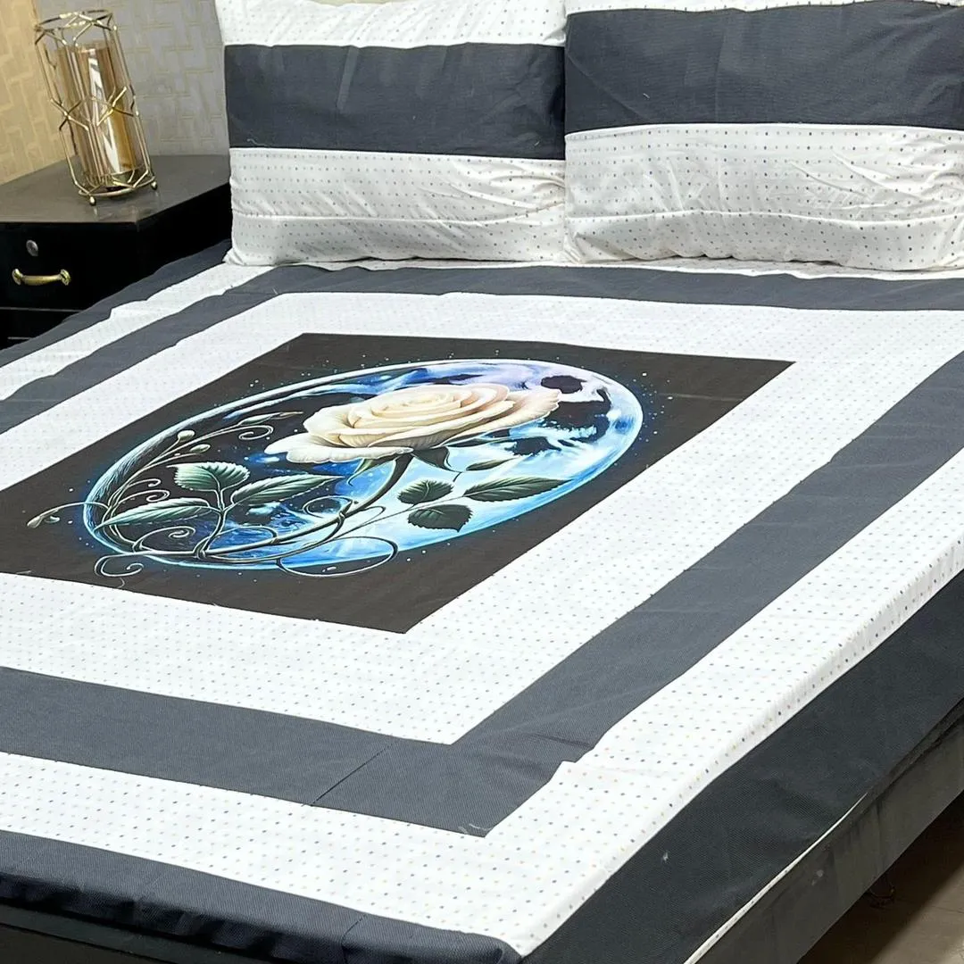 3 Pcs Cotton Sotton Patchwork Double Bedsheet