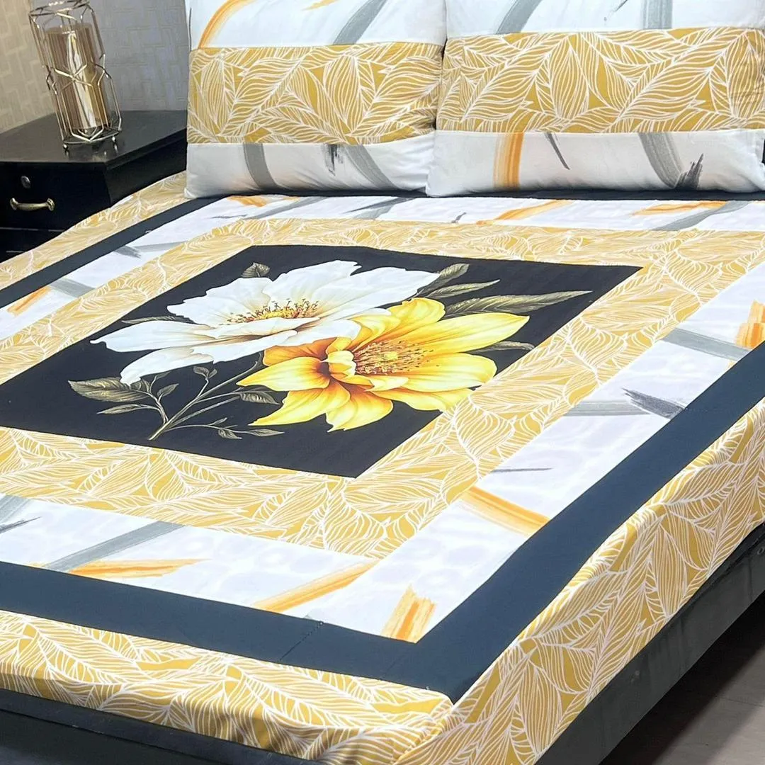 3 Pcs Cotton Sotton Patchwork Double Bedsheet