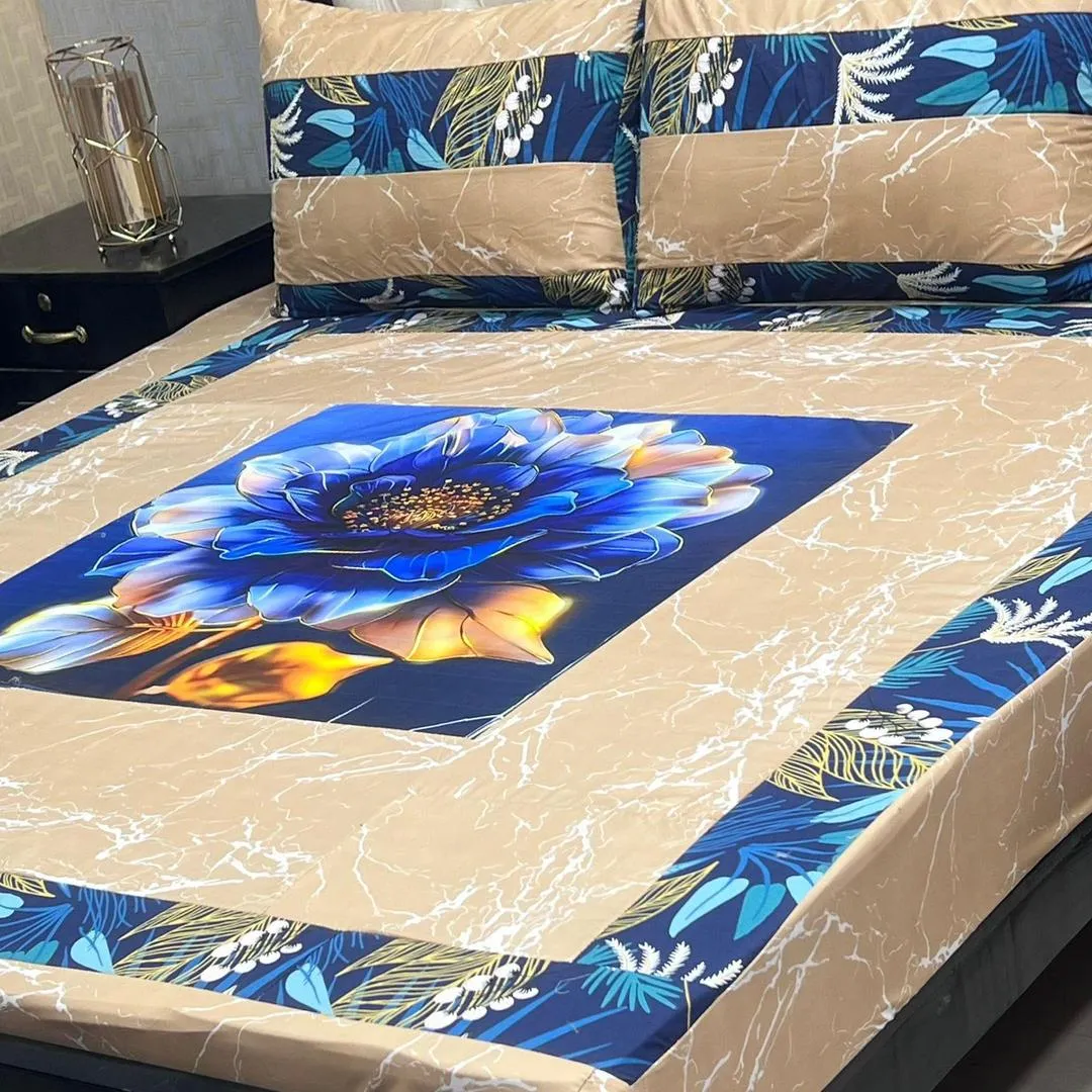 3 Pcs Cotton Sotton Patchwork Double Bedsheet