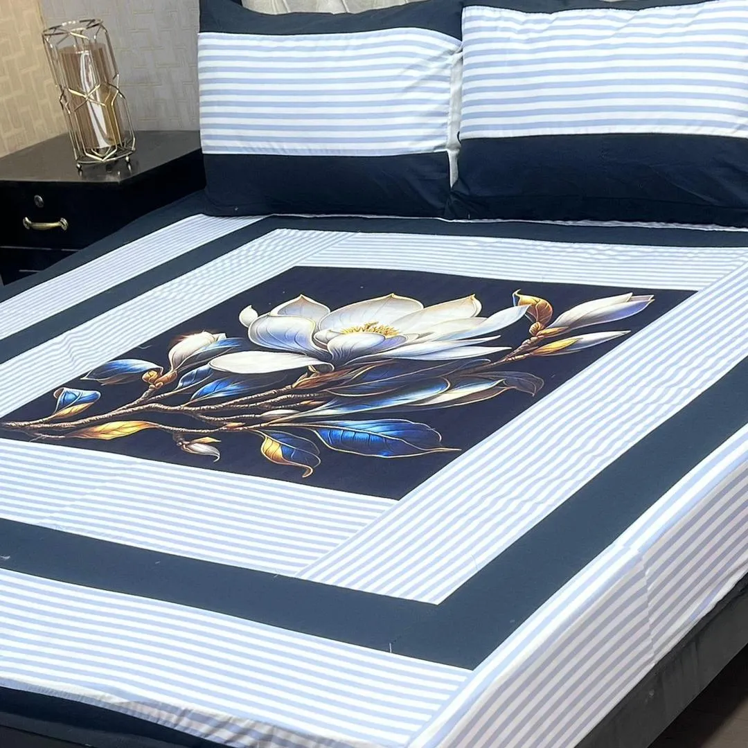 3 Pcs Cotton Sotton Patchwork Double Bedsheet