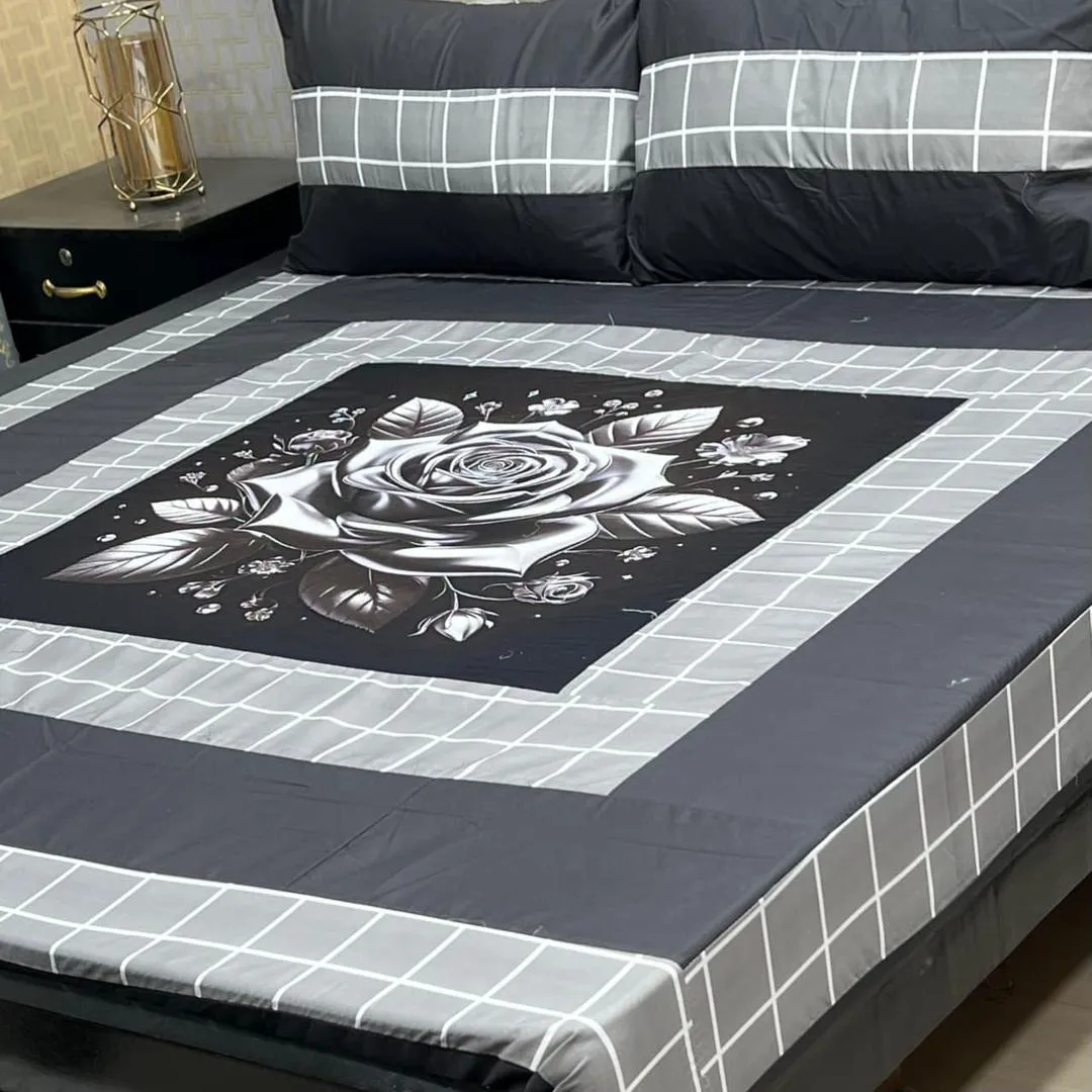 3 Pcs Cotton Sotton Patchwork Double Bedsheet