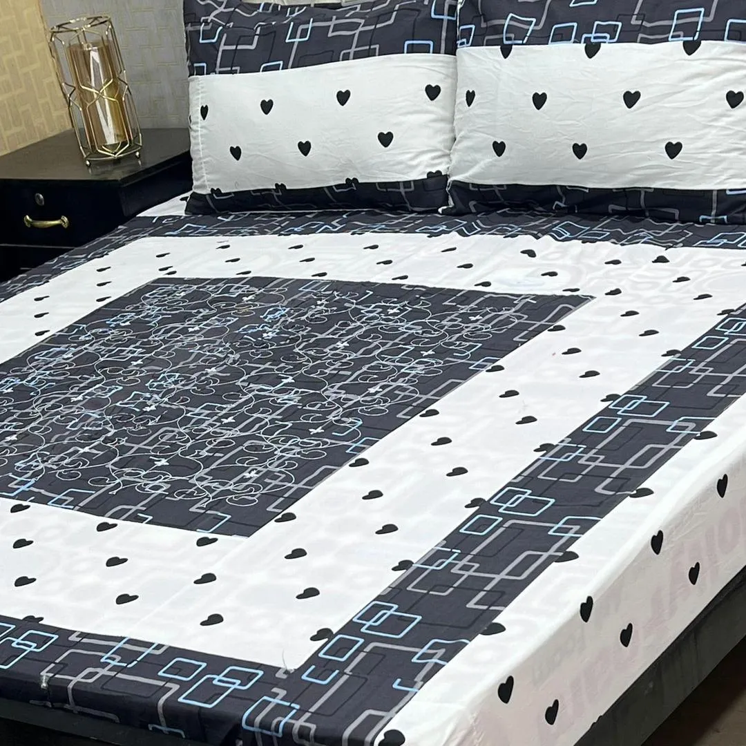 3 Pcs Cotton Patchwork Double Bedsheet