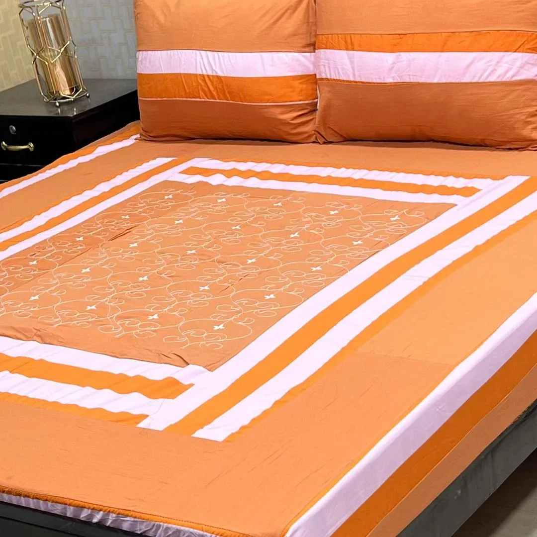 3 Pcs Cotton Patchwork Double Bedsheet