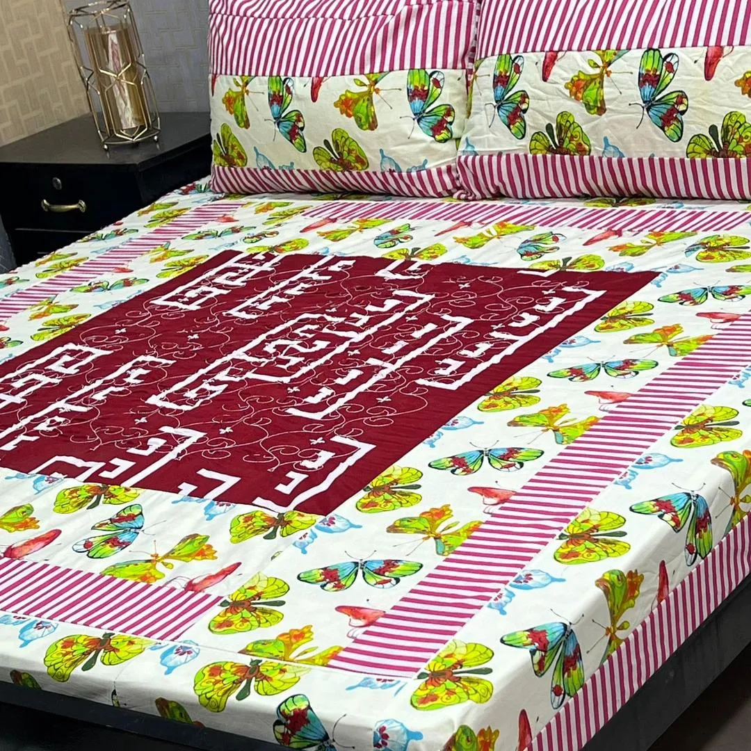 3 Pcs Cotton Patchwork Double Bedsheet