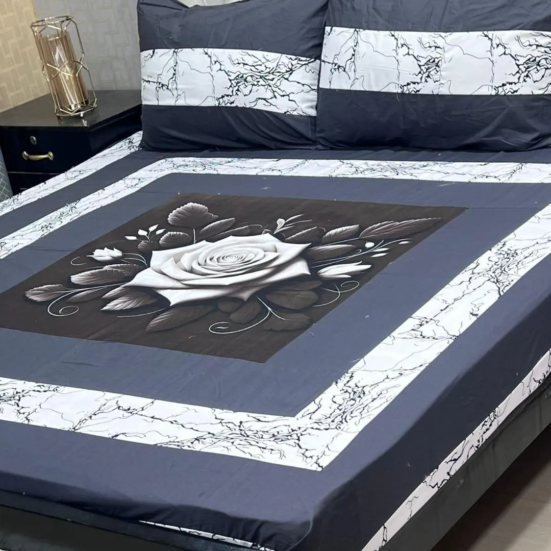 3 Pcs Cotton Sotton Patchwork Double Bedsheet