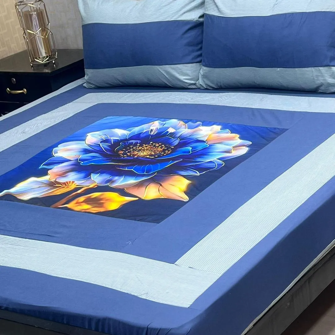 3 Pcs Cotton Sotton Patchwork Double Bedsheet