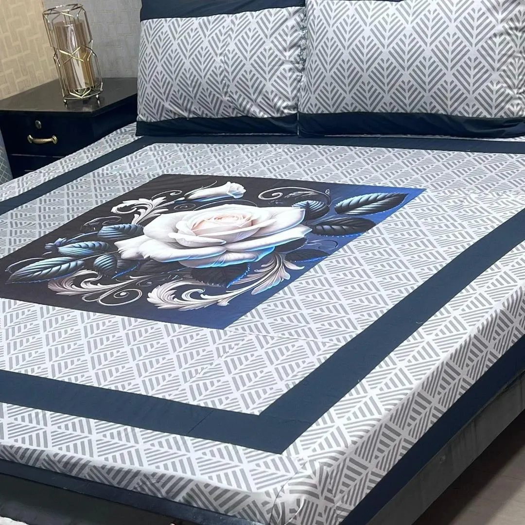 3 Pcs Cotton Sotton Patchwork Double Bedsheet