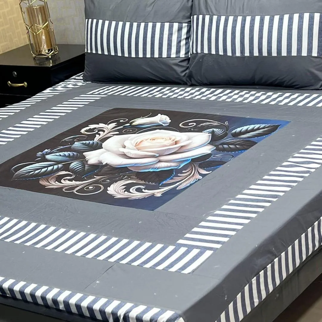 3 Pcs Cotton Sotton Patchwork Double Bedsheet