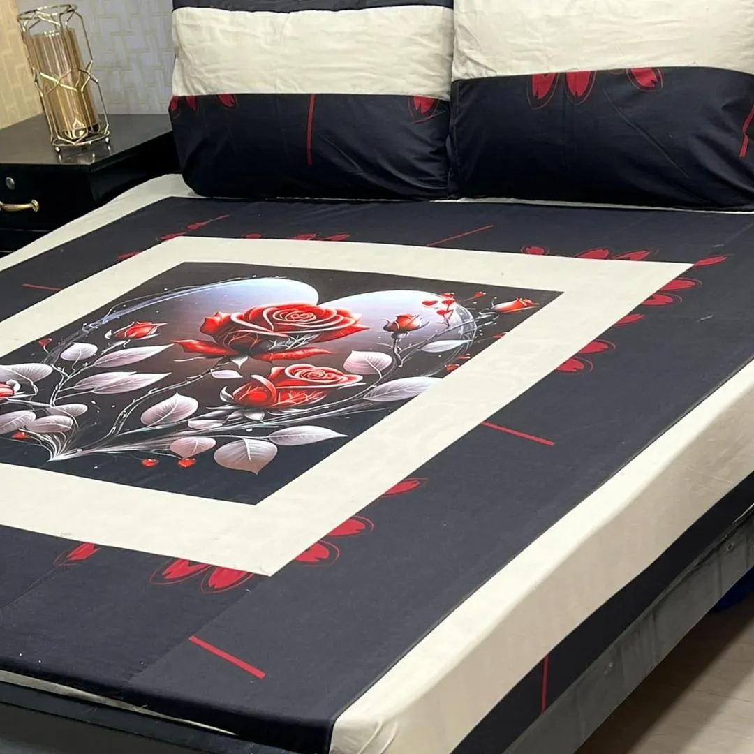 3 Pcs Cotton Sotton Patchwork Double Bedsheet