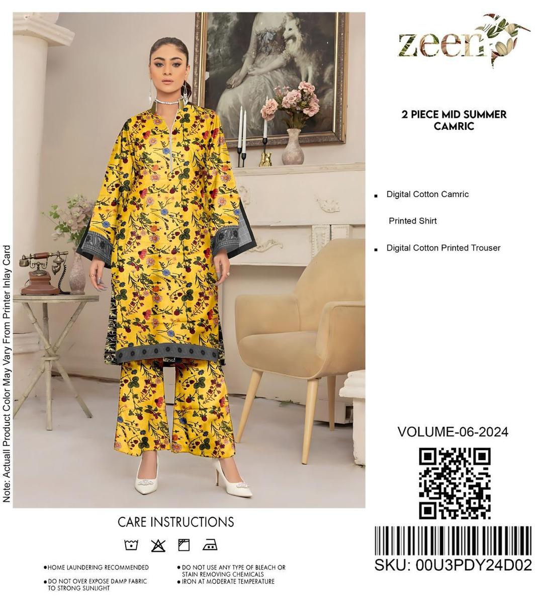2 Pcs Women's Unstitched Cambric Digital Print Suit