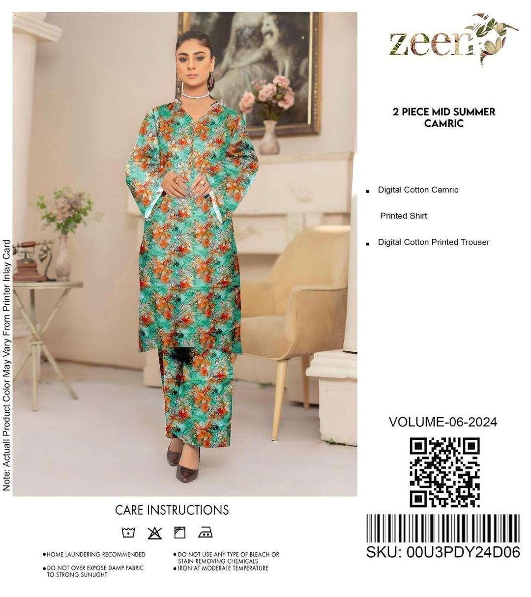 2 Pcs Women's Unstitched Cambric Digital Print Suit