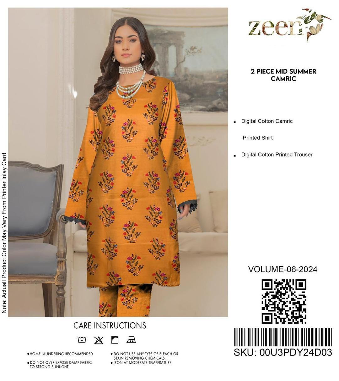 2 Pcs Women's Unstitched Cambric Digital Print Suit