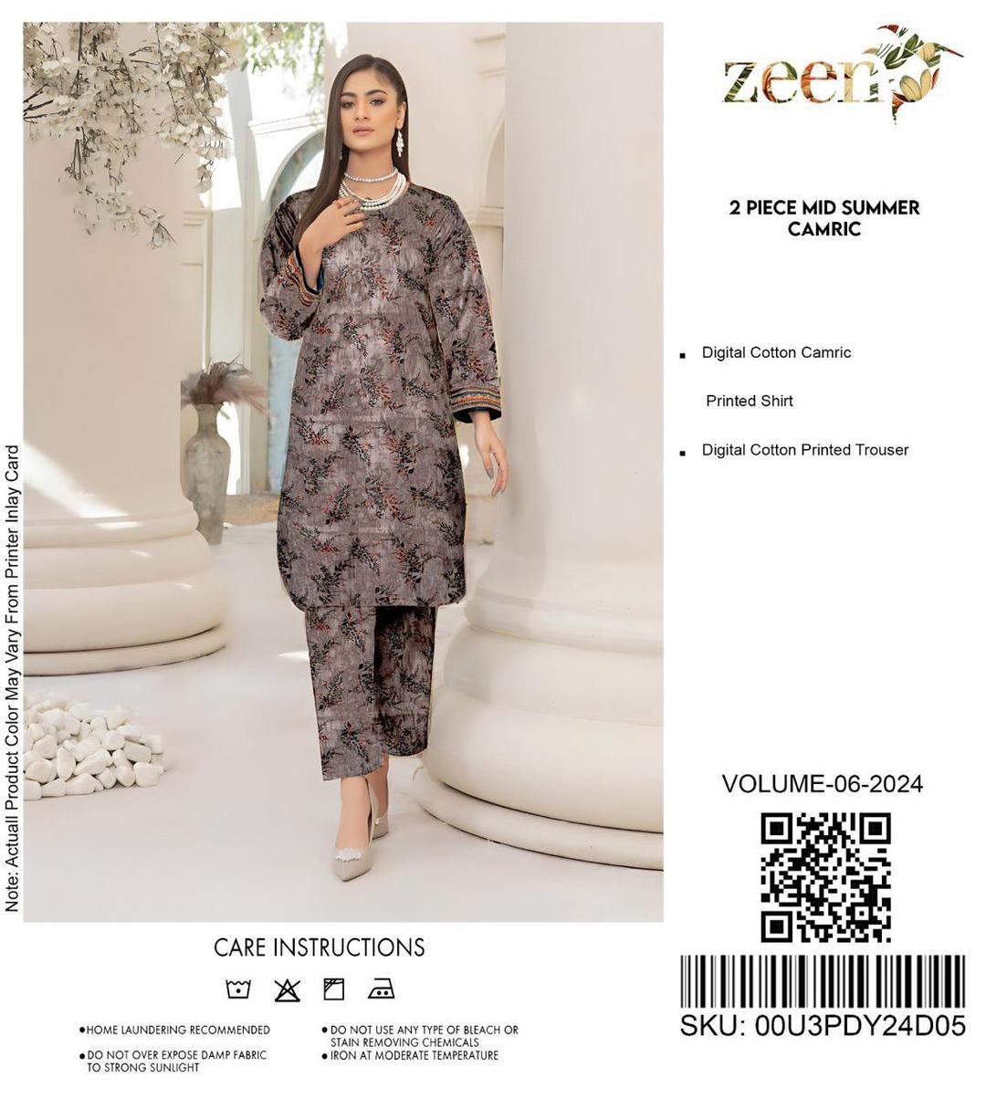 2 Pcs Women's Unstitched Cambric Digital Print Suit