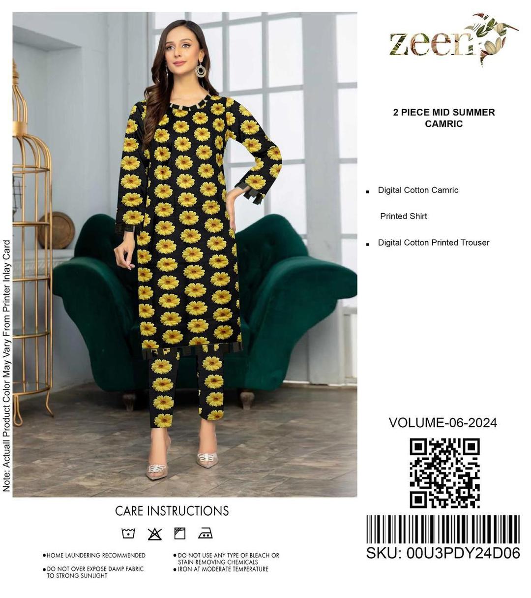 2 Pcs Women's Unstitched Cambric Digital Print Suit