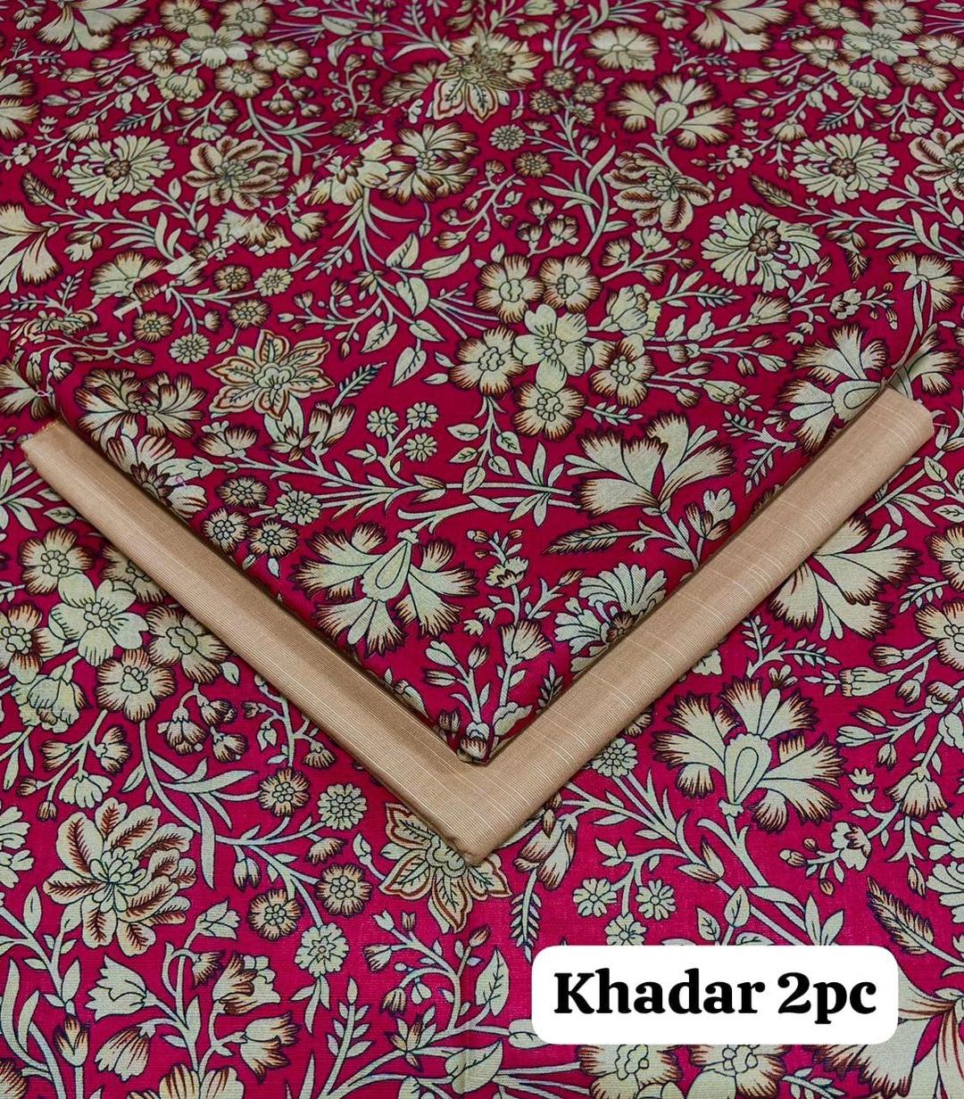 2 Pcs Women's Unstitched Khaddar Printed Suit