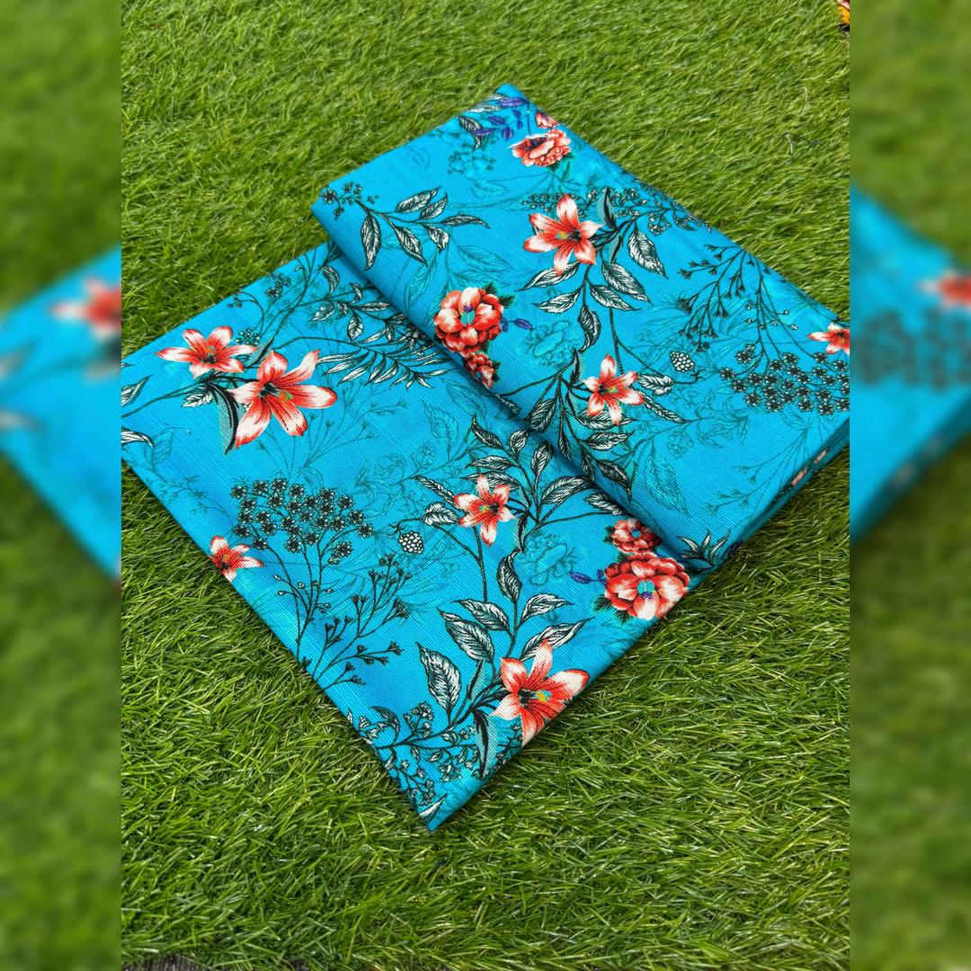 2 Pcs Women's Unstitched Printed Suit