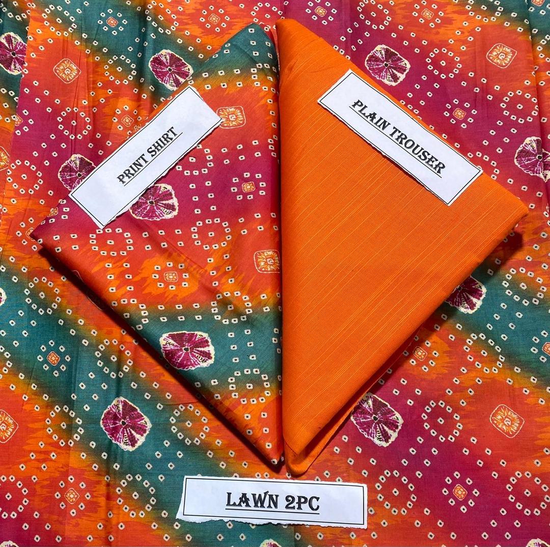 2 Pcs Women's Unstitched Printed Suit